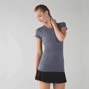 lululemon athletica gray swiftly tech short sleeve tee, hip length